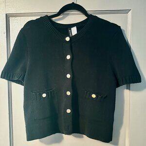 H&M Short Sleeve Black Cardigan